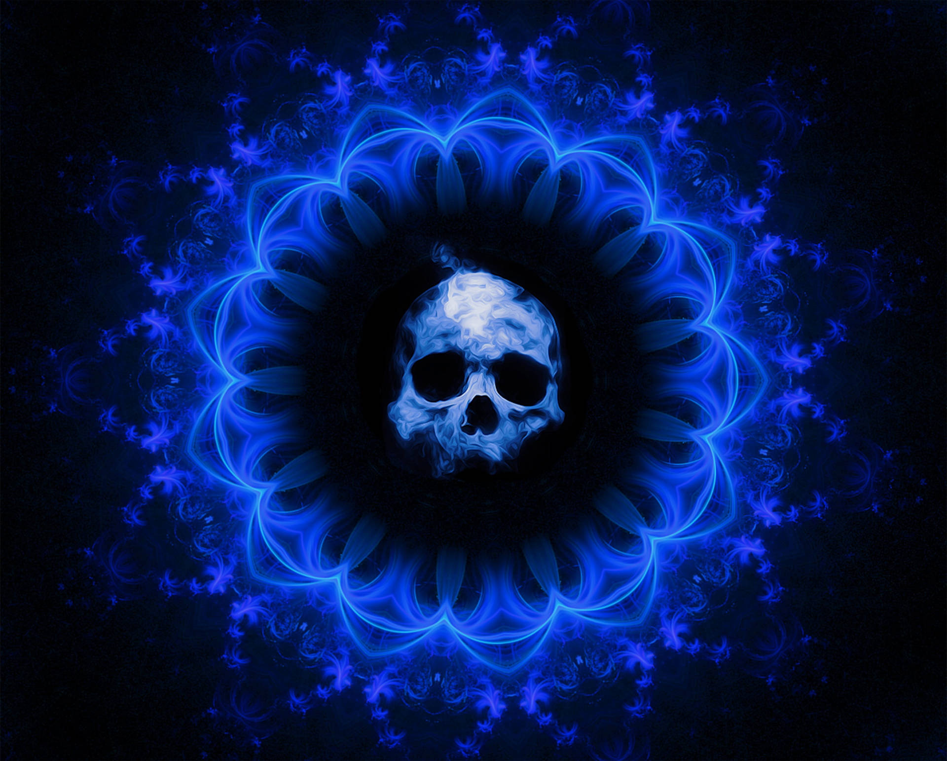 Gothic Blue Fire Skull Picture