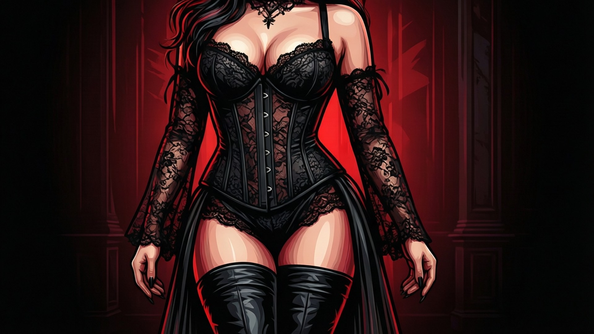 Gotische Burlesque Danseres Achtergronden