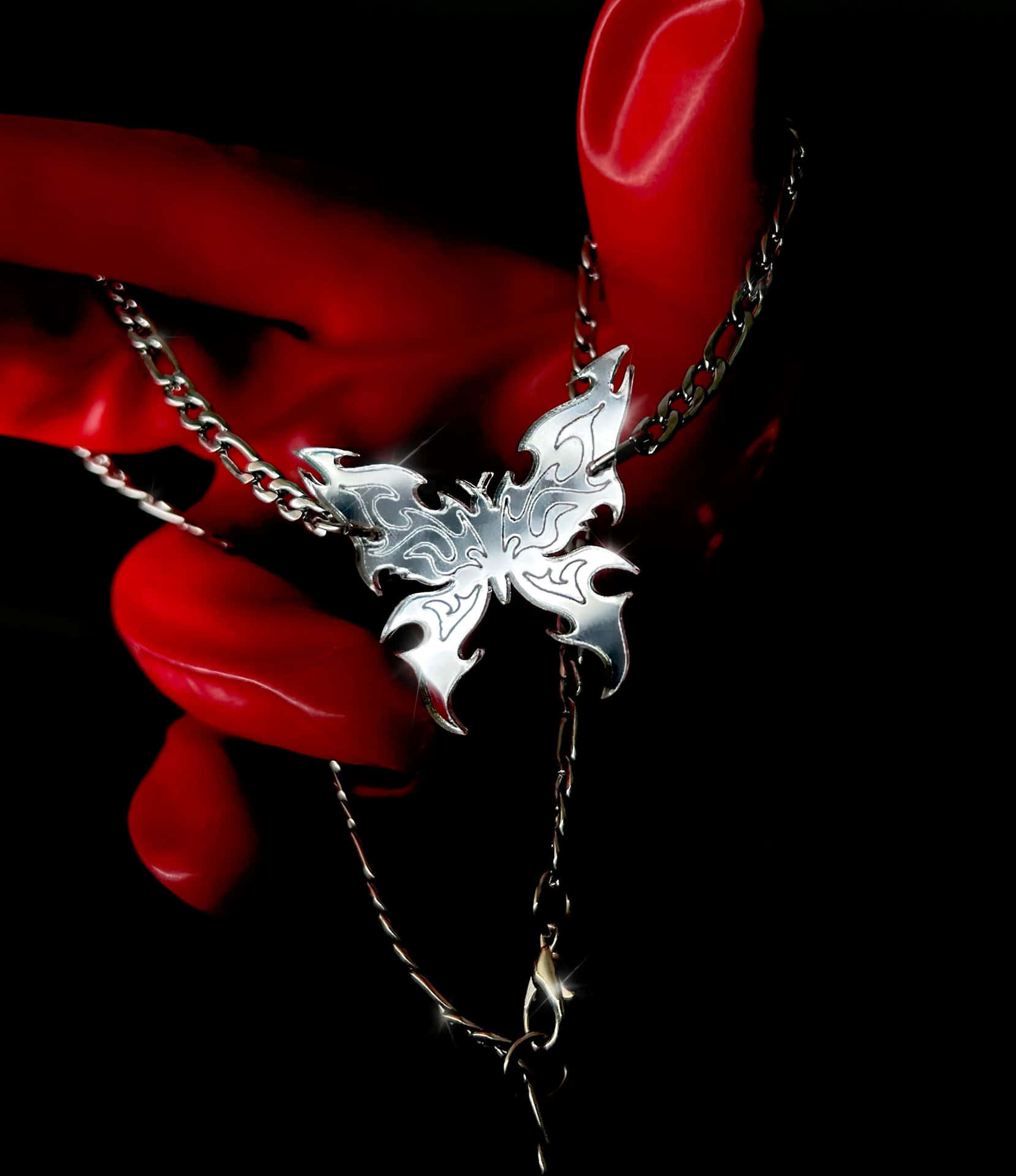 Gothic Butterfly Necklace Red Claws Wallpaper