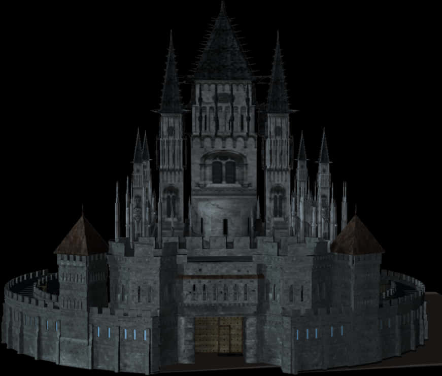 Gothic Castle Nighttime PNG