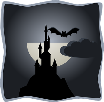 Gothic Castleand Bat Silhouette PNG