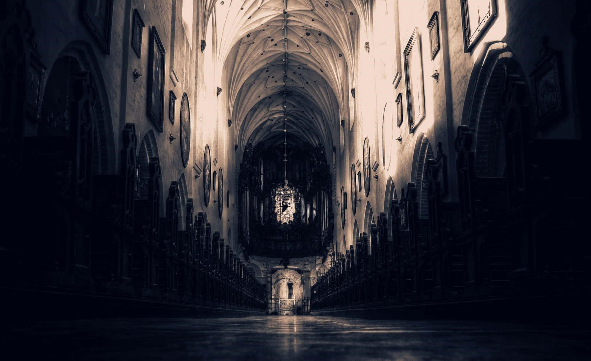 Gothic Cathedral Interior_ Gloomy Aesthetic.jpg Wallpaper