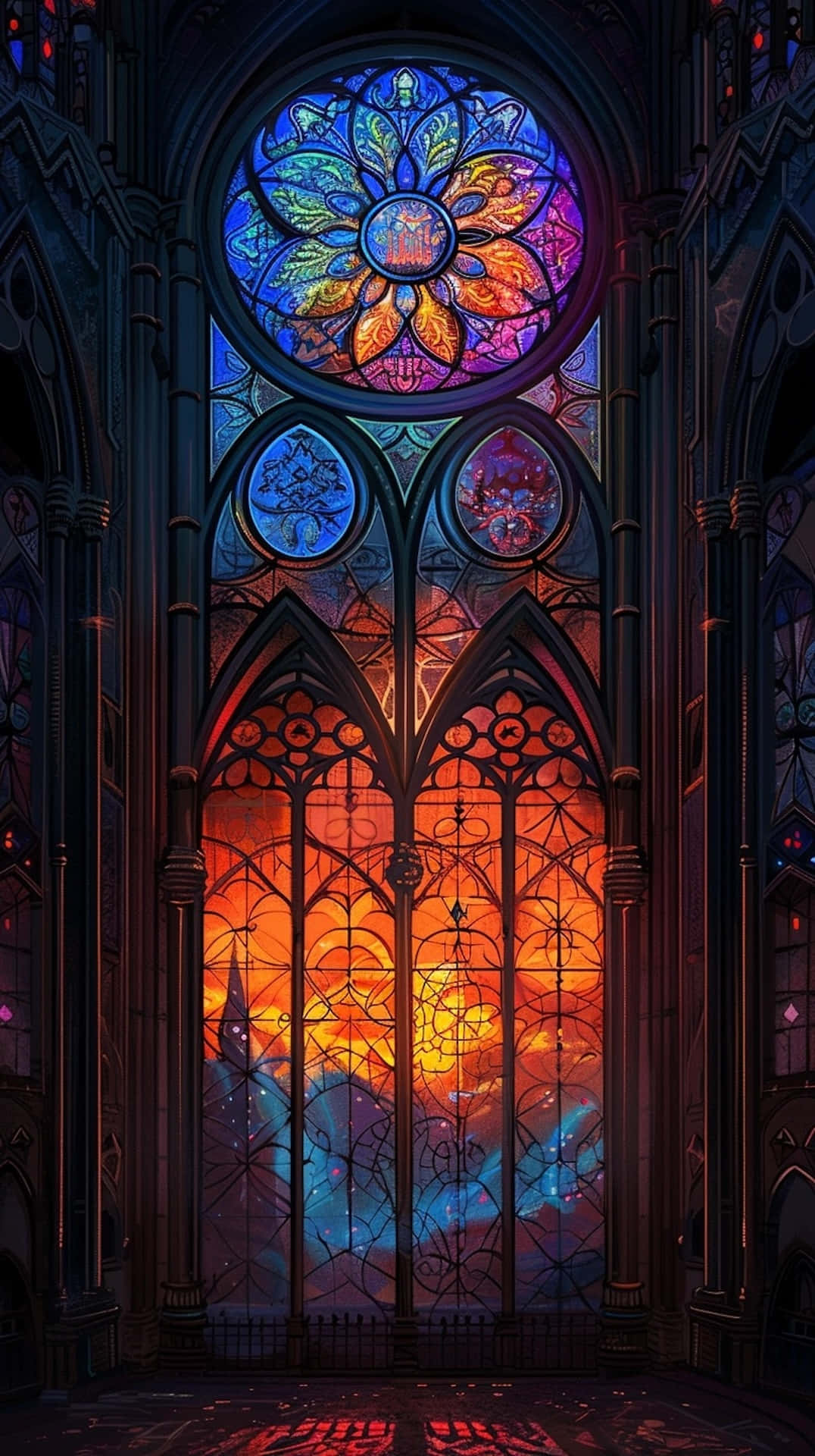 Gothic Cathedral Stained Glass Wallpaper