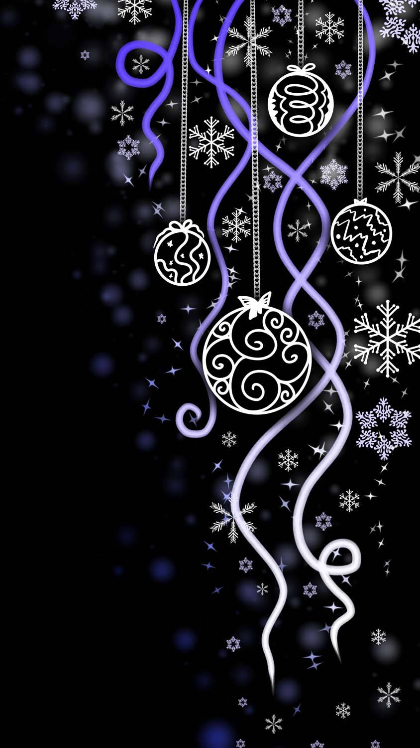Julebaggrund med snefnug og bolde Wallpaper