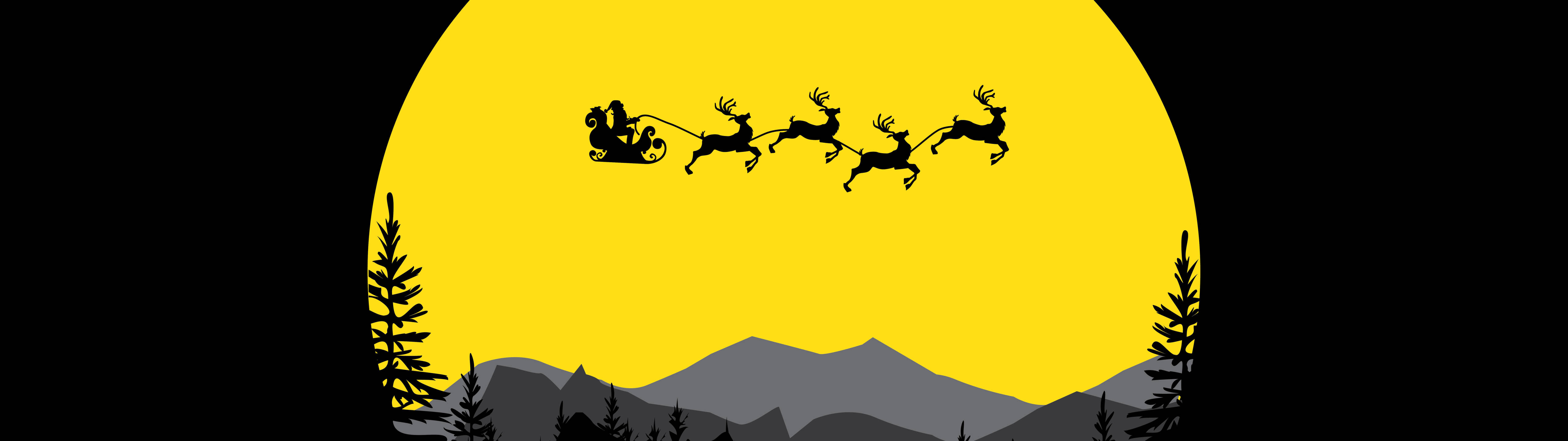 Santa Claus Flying Over The Mountains Wallpaper