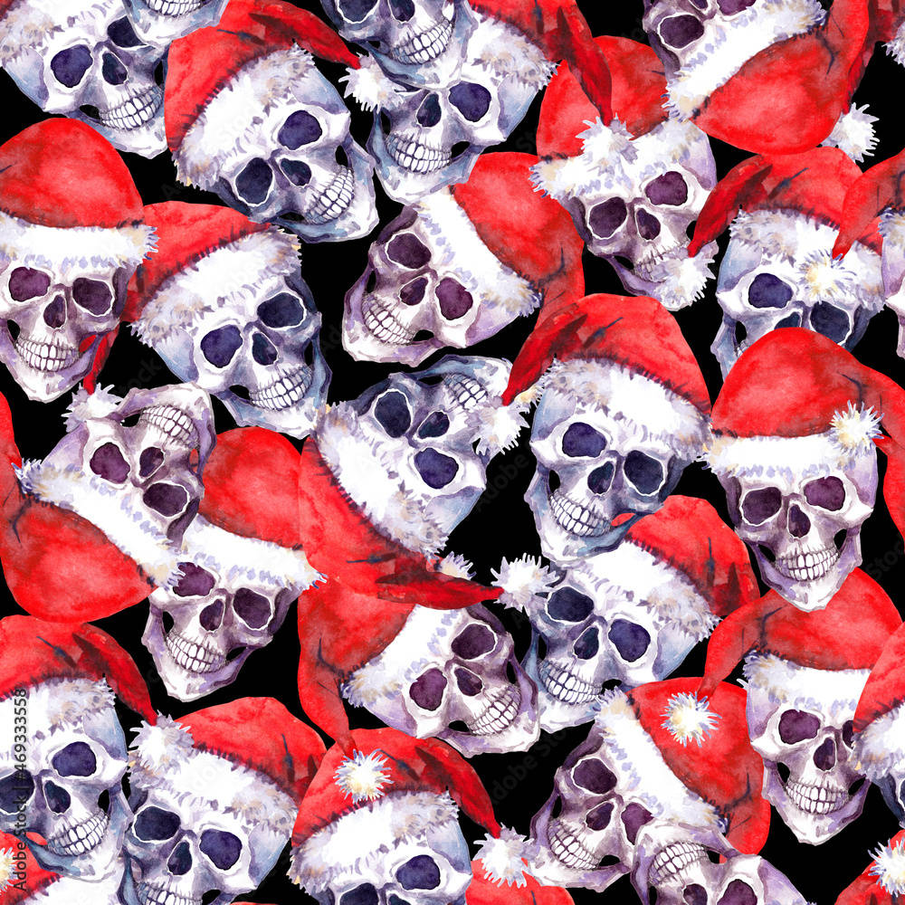 Santa Skulls For Gothic Christmas Wallpaper