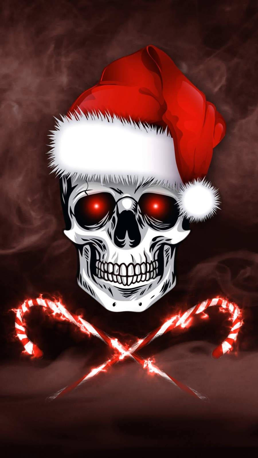 Skull With Glowing Eyes For Gothic Christmas Wallpaper
