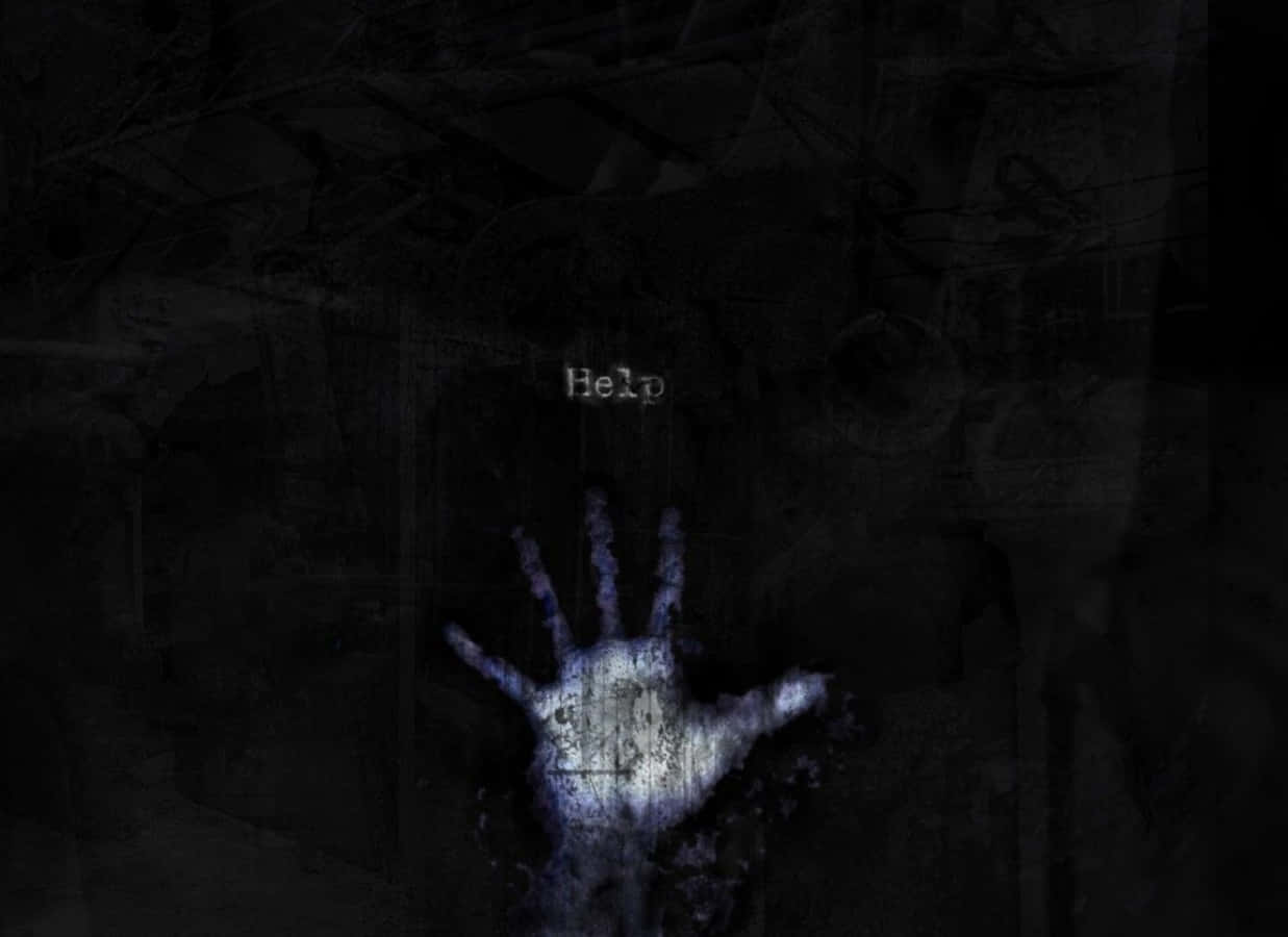 A Hand Reaching Out Of A Dark Room Wallpaper