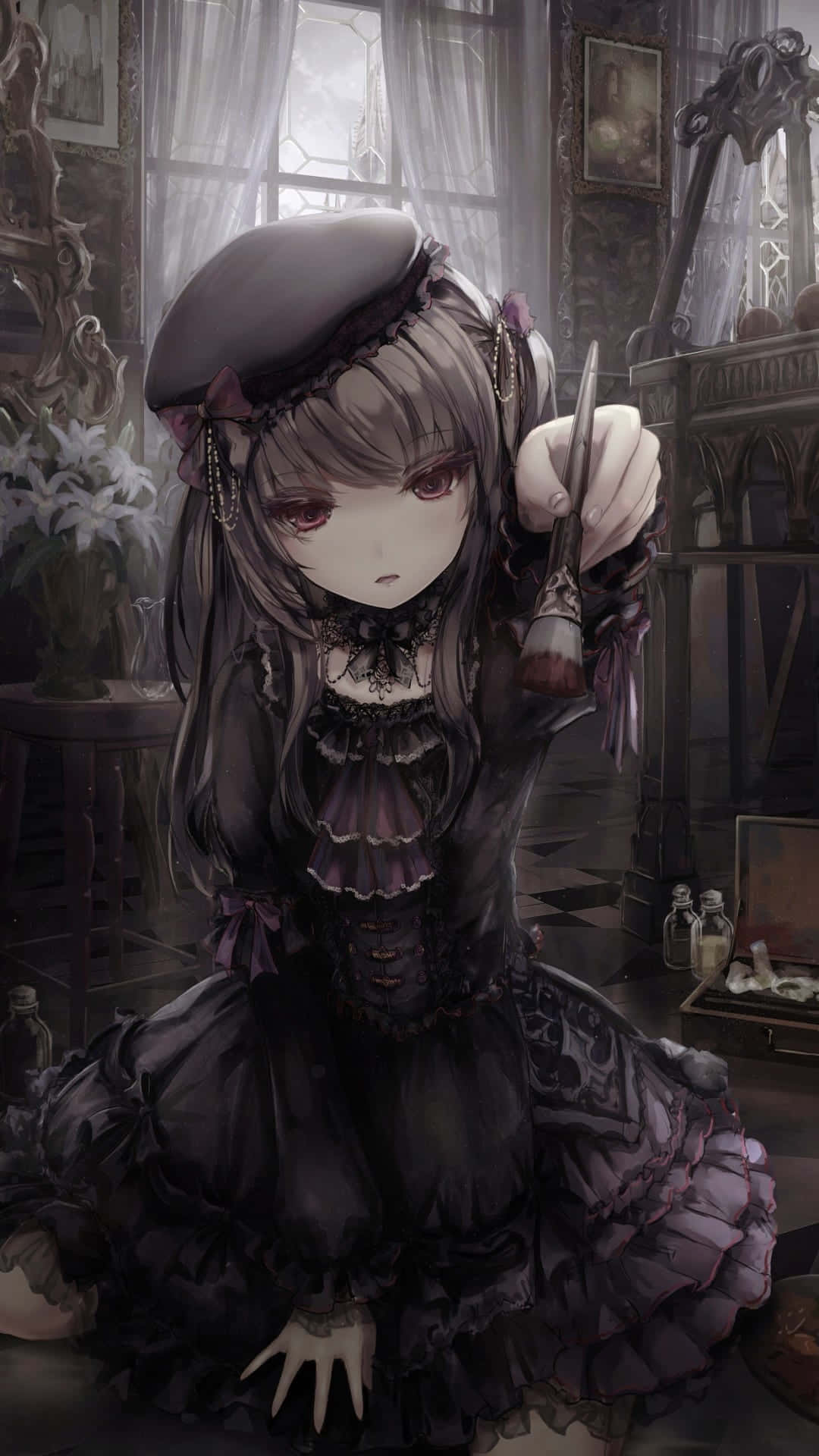 Elegant woman wearing a stunning Gothic costume Wallpaper