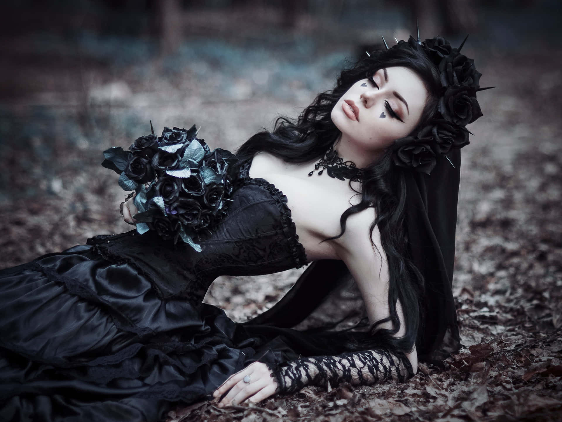 Captivating Gothic Costume and Makeup Wallpaper