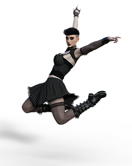 Gothic Dancerin Midair Leap PNG