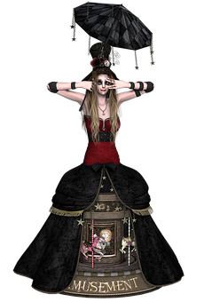 Download Gothic Doll Girlwith Umbrella | Wallpapers.com