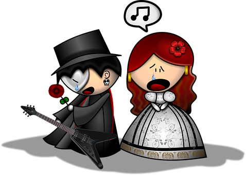 Gothic Duo Performing Cartoon PNG