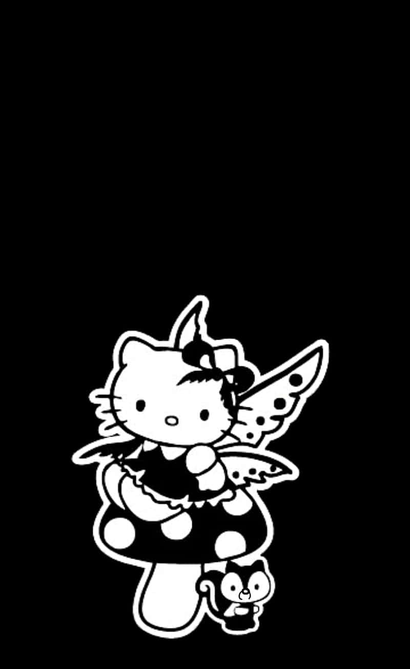 Gothic Fairy Hello Kitty Black Background Wallpaper