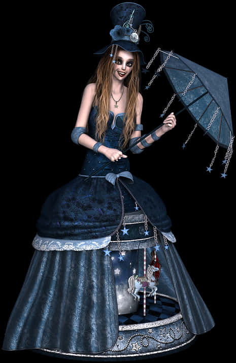 Gothic Fantasy Carousel Dress PNG