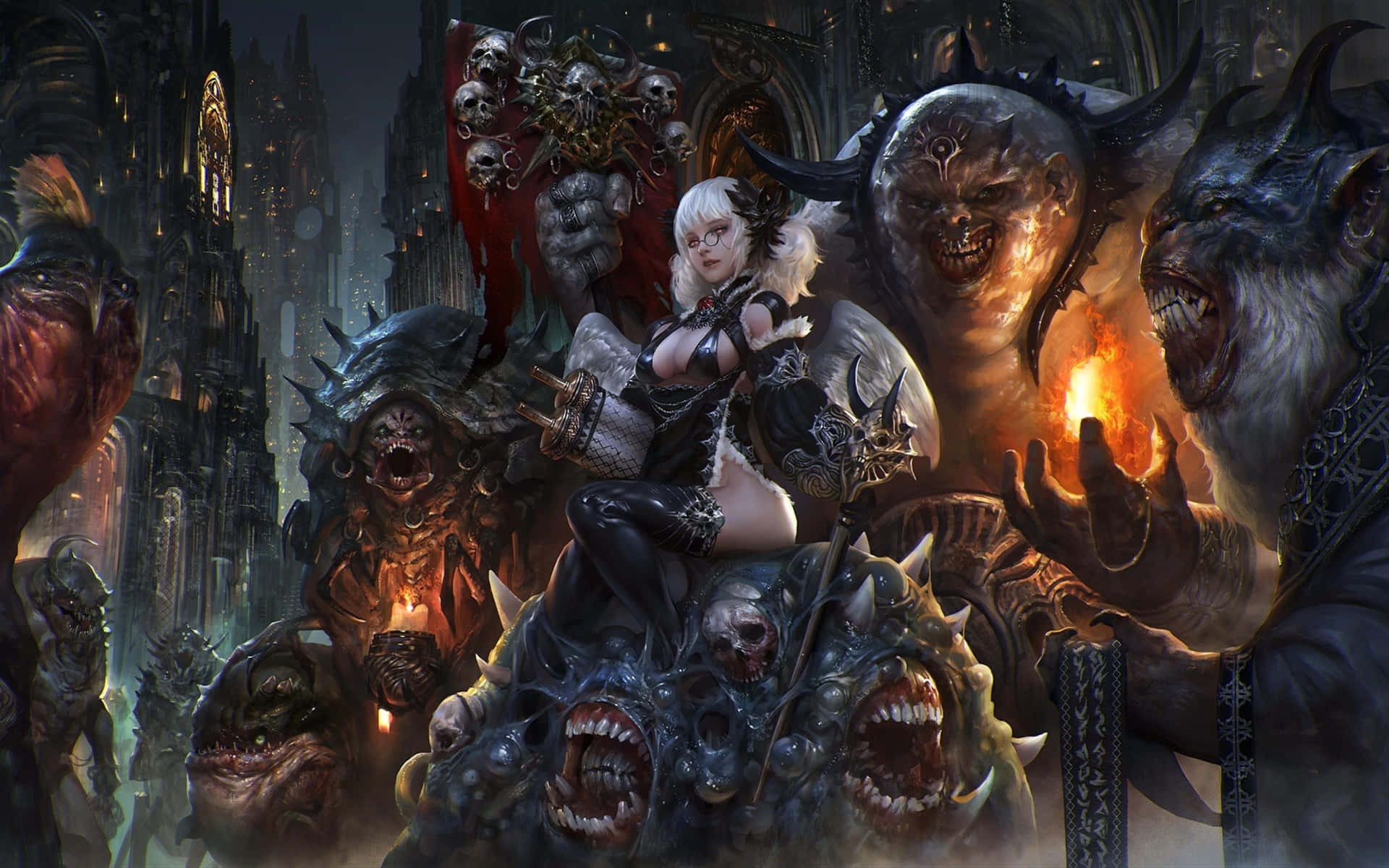 Gothic Fantasy Queenand Monsters Wallpaper