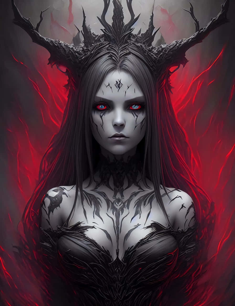 Gothic Fantasy Queenwith Antlers Wallpaper