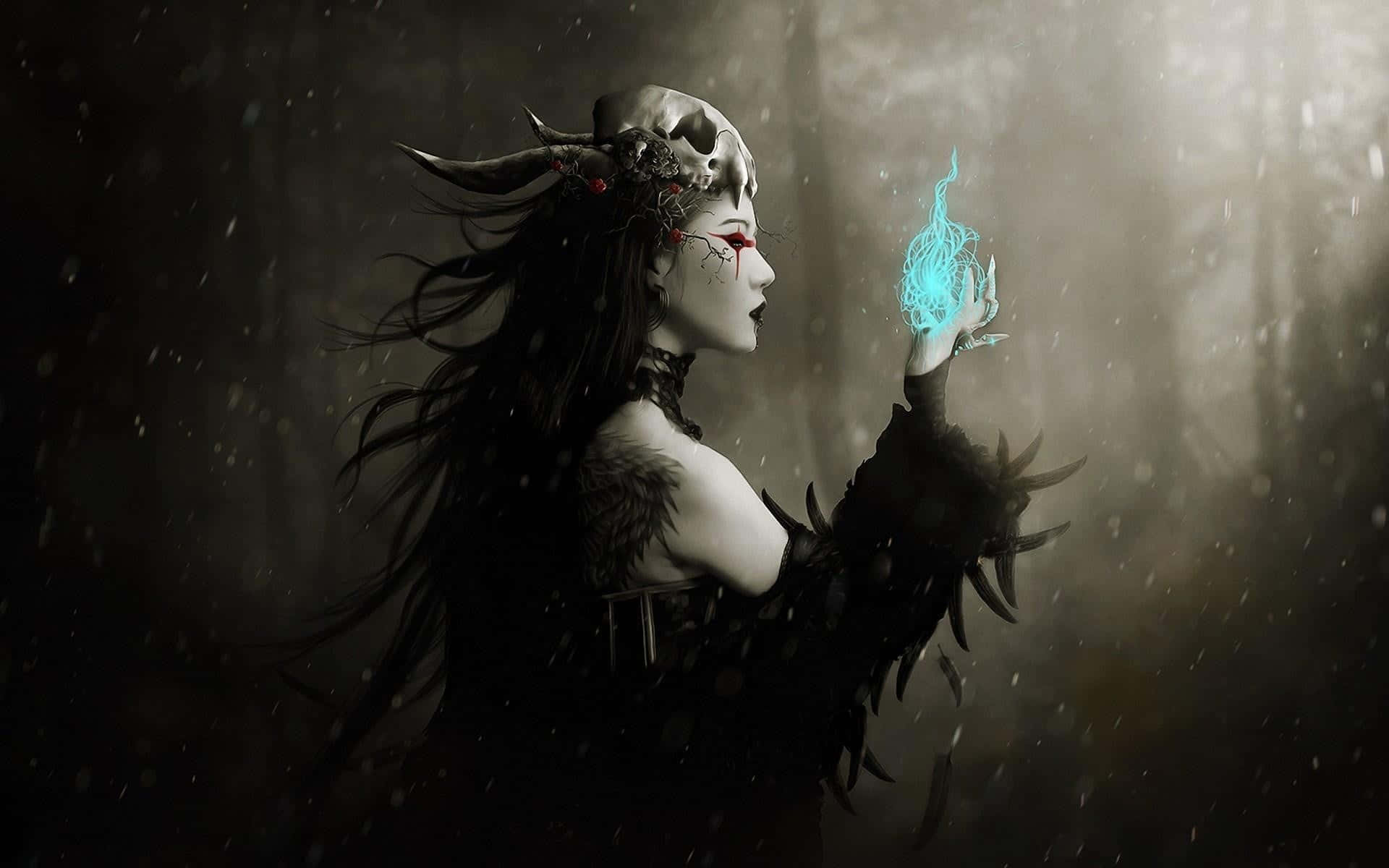 Gothic Fantasy Sorceresswith Mystical Energy Wallpaper