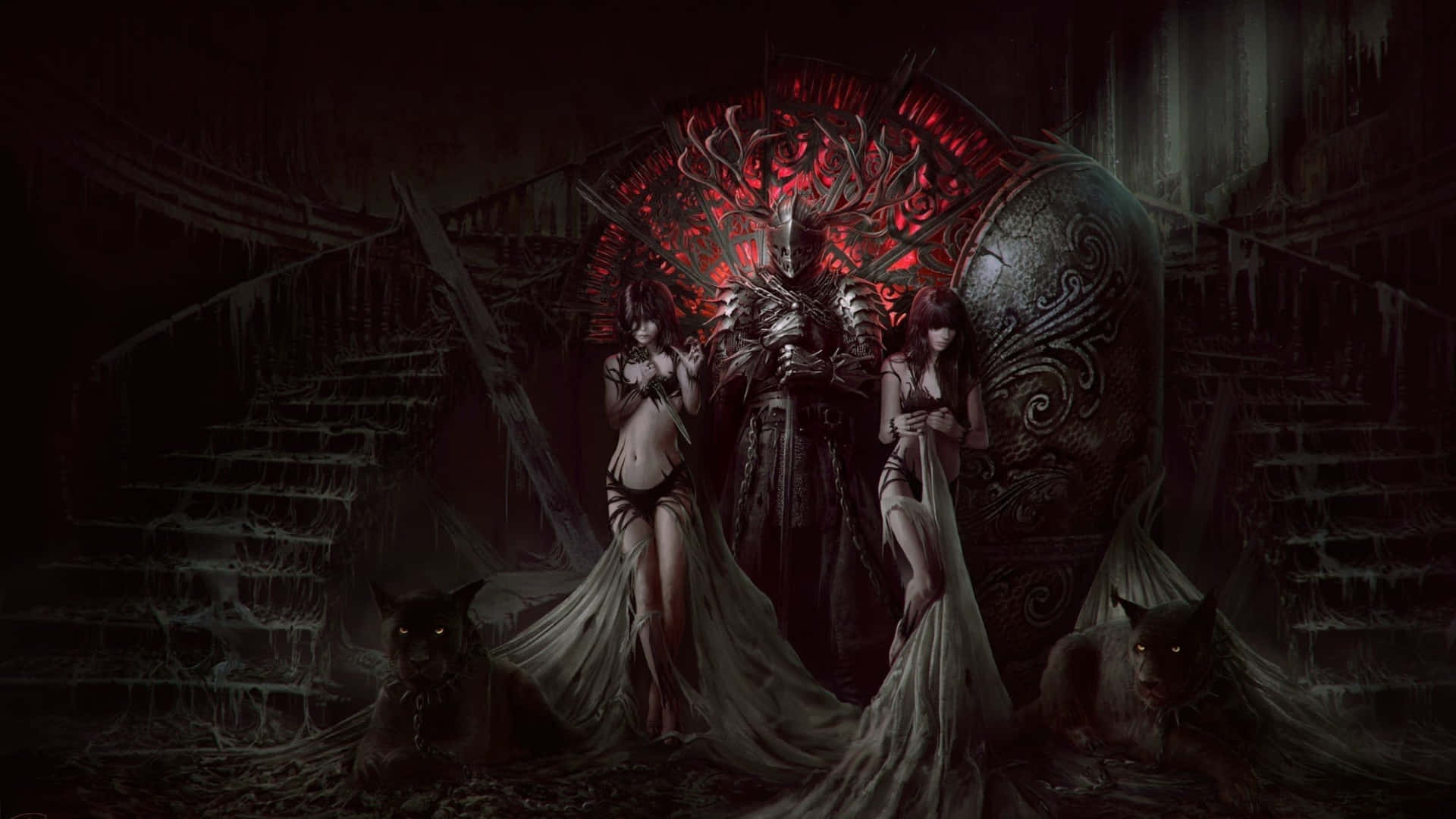 Gothic_ Fantasy_ Throne_ Room Wallpaper
