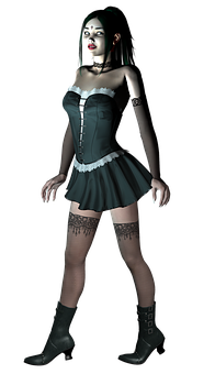 Gothic Girlin Corsetand Skirt PNG