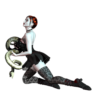 Gothic Girlwith Snake PNG