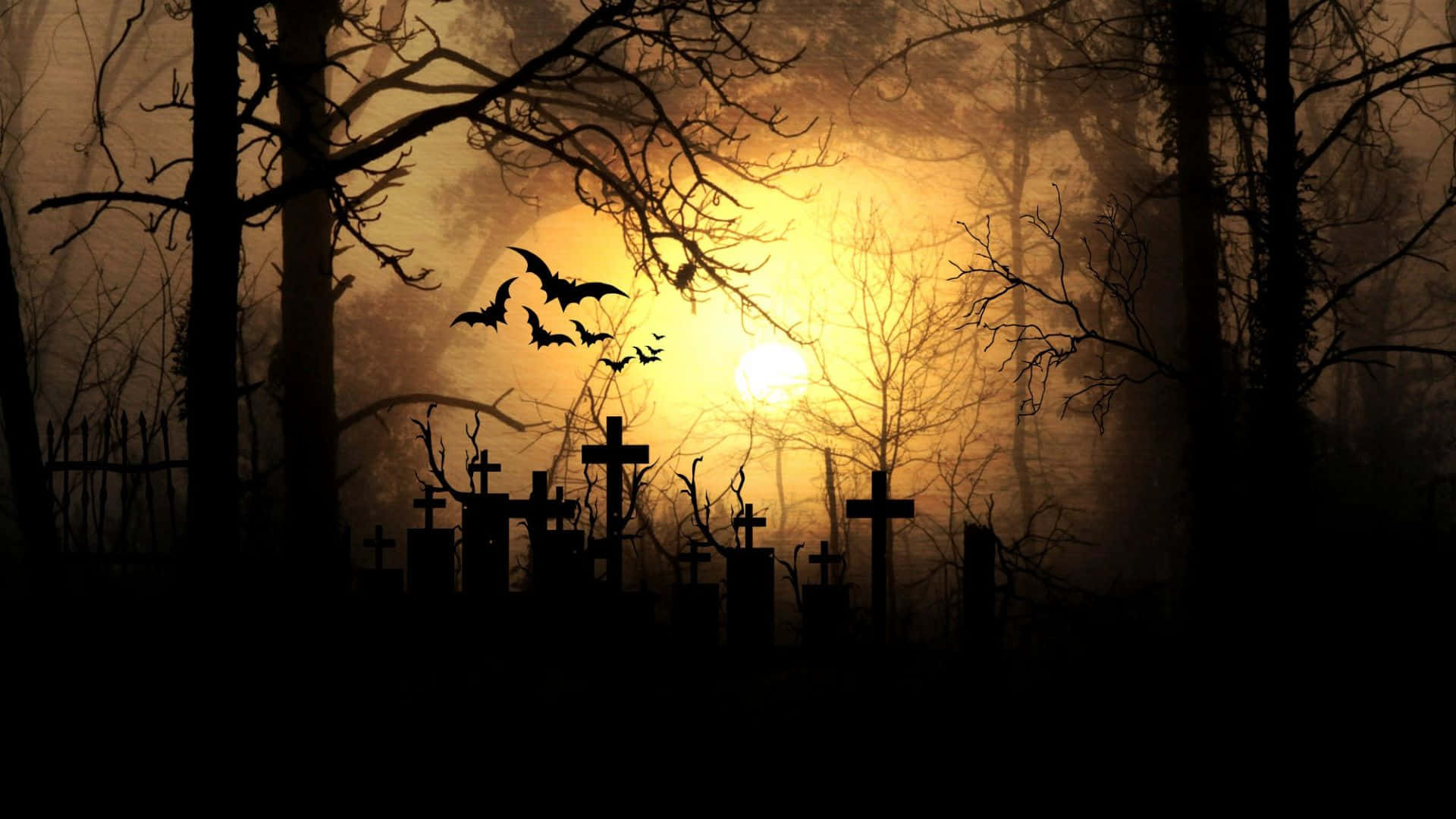 Gothic_ Graveyard_ Sunset Wallpaper