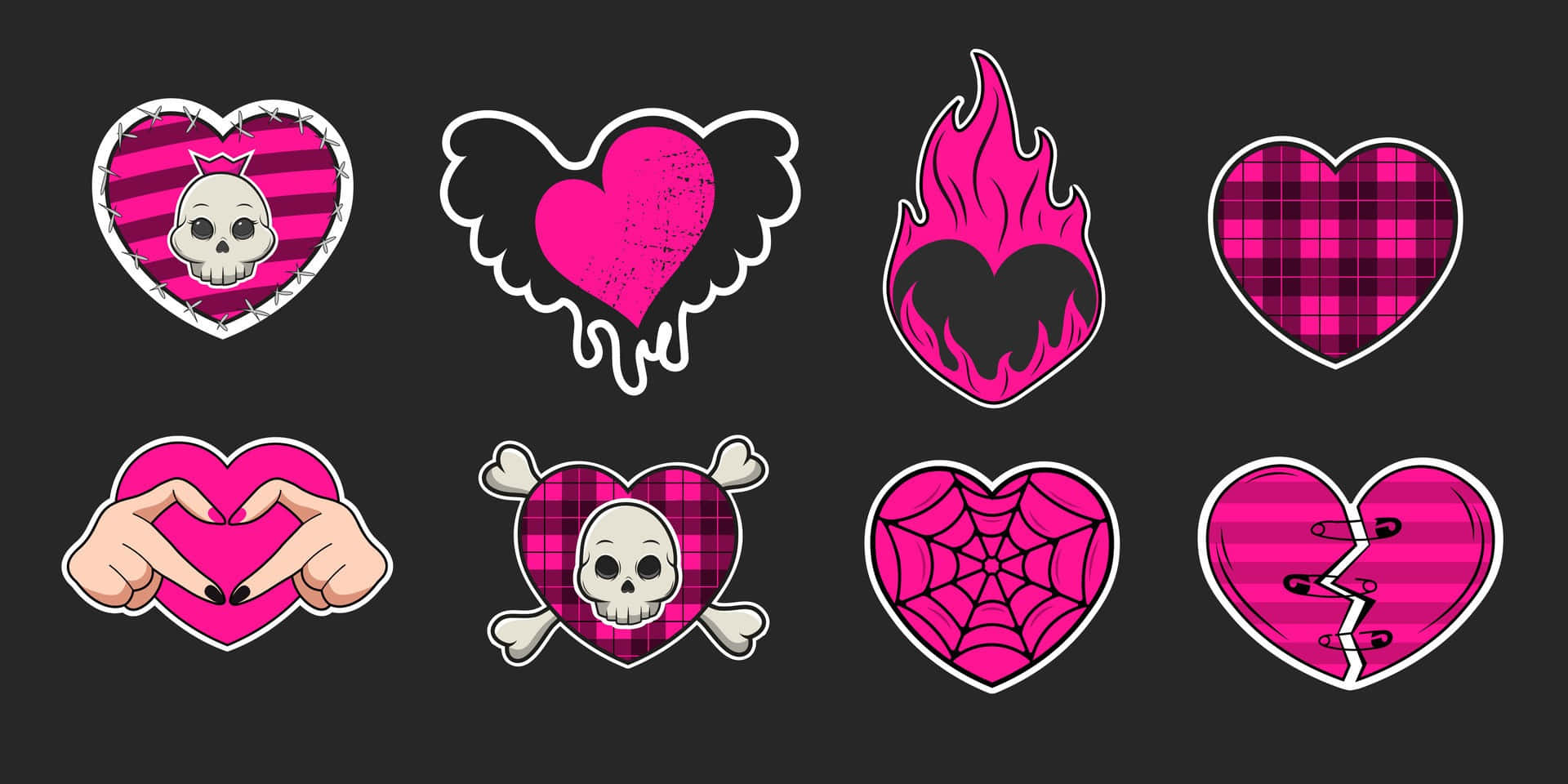 Gothic Heart Stickers Set Wallpaper