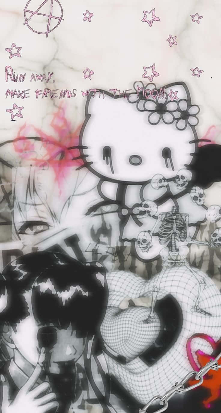 Gothic Hello Kitty Aesthetic Artwork Wallpaper