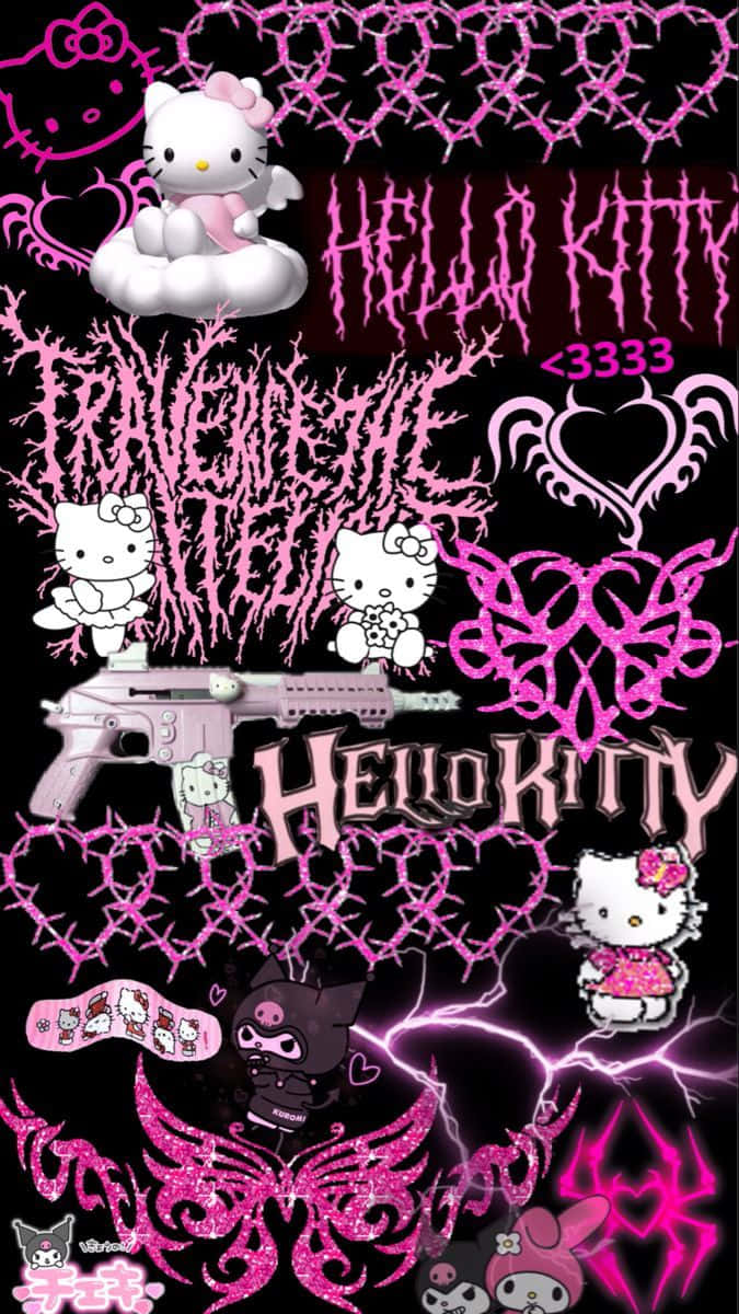 Gothic Hello Kitty Collage Wallpaper