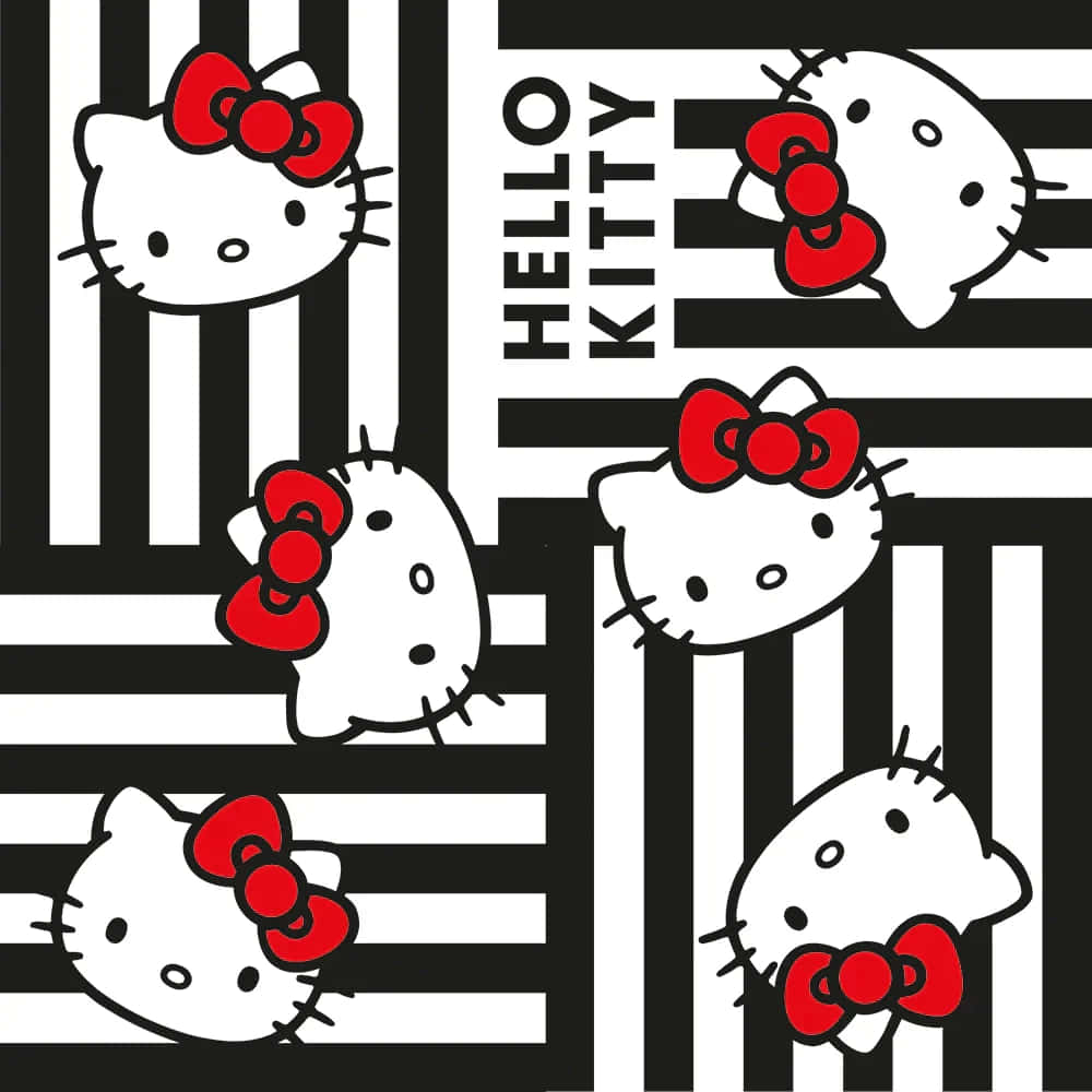 Gothic Hello Kitty Striped Background Wallpaper