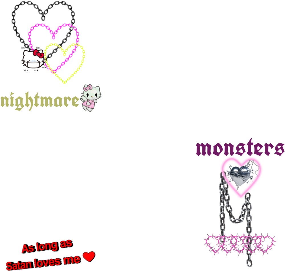 Gothic Hello Kitty Themed Graphic PNG