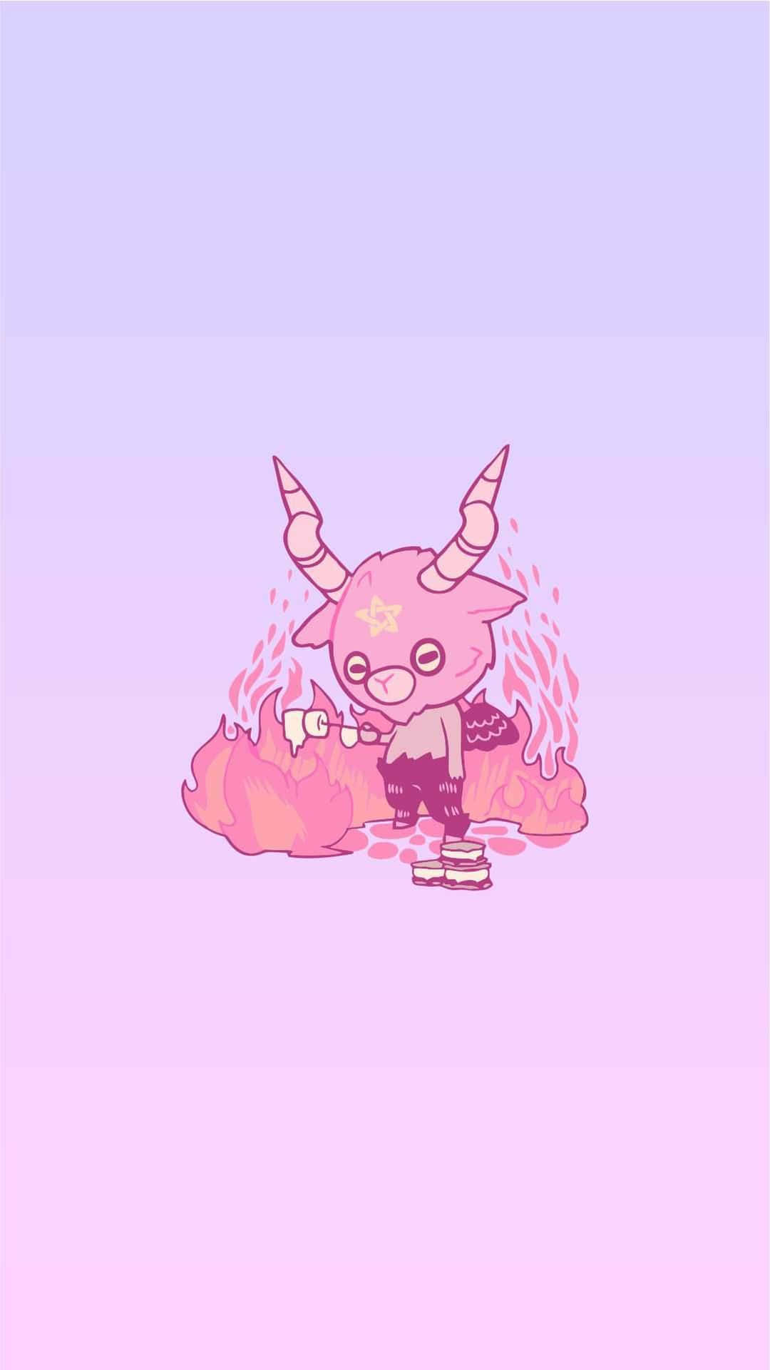 A Pink And Purple Demon With Horns On A Pink Background Wallpaper
