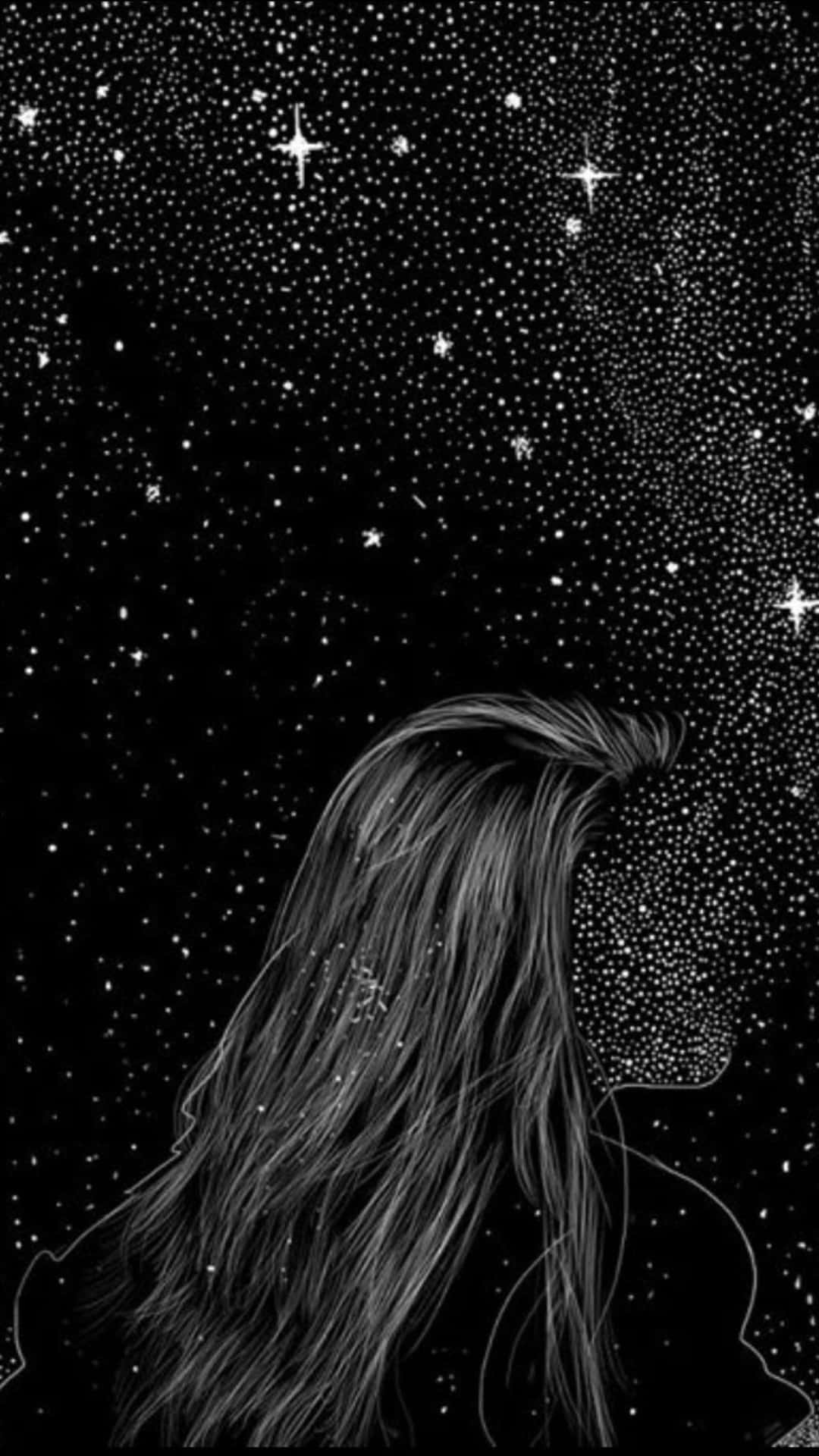 Girl With Stars Gothic Iphone Wallpaper