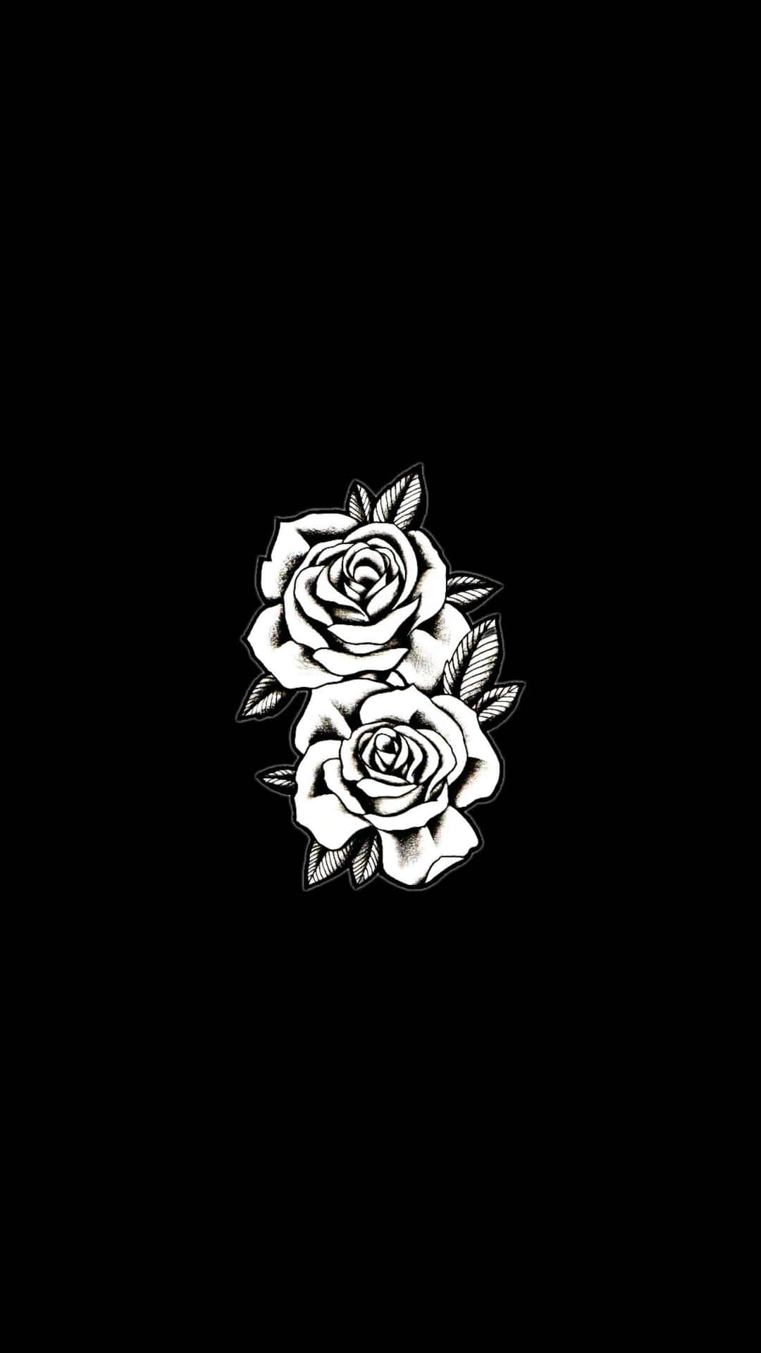 A Black Background With Two Roses On It Wallpaper