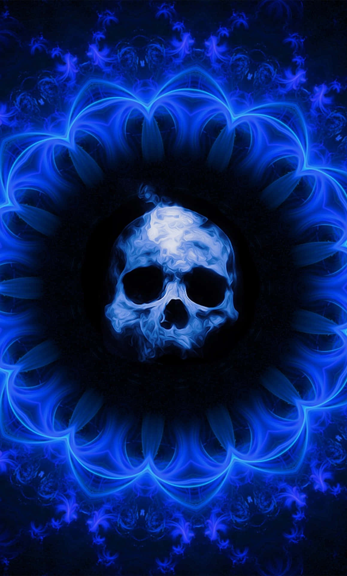 Leuchtenderblauer Schädel Gothic Iphone Hintergrund Wallpaper
