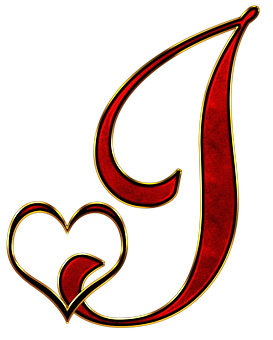 Gothic Letter Gwith Heart PNG