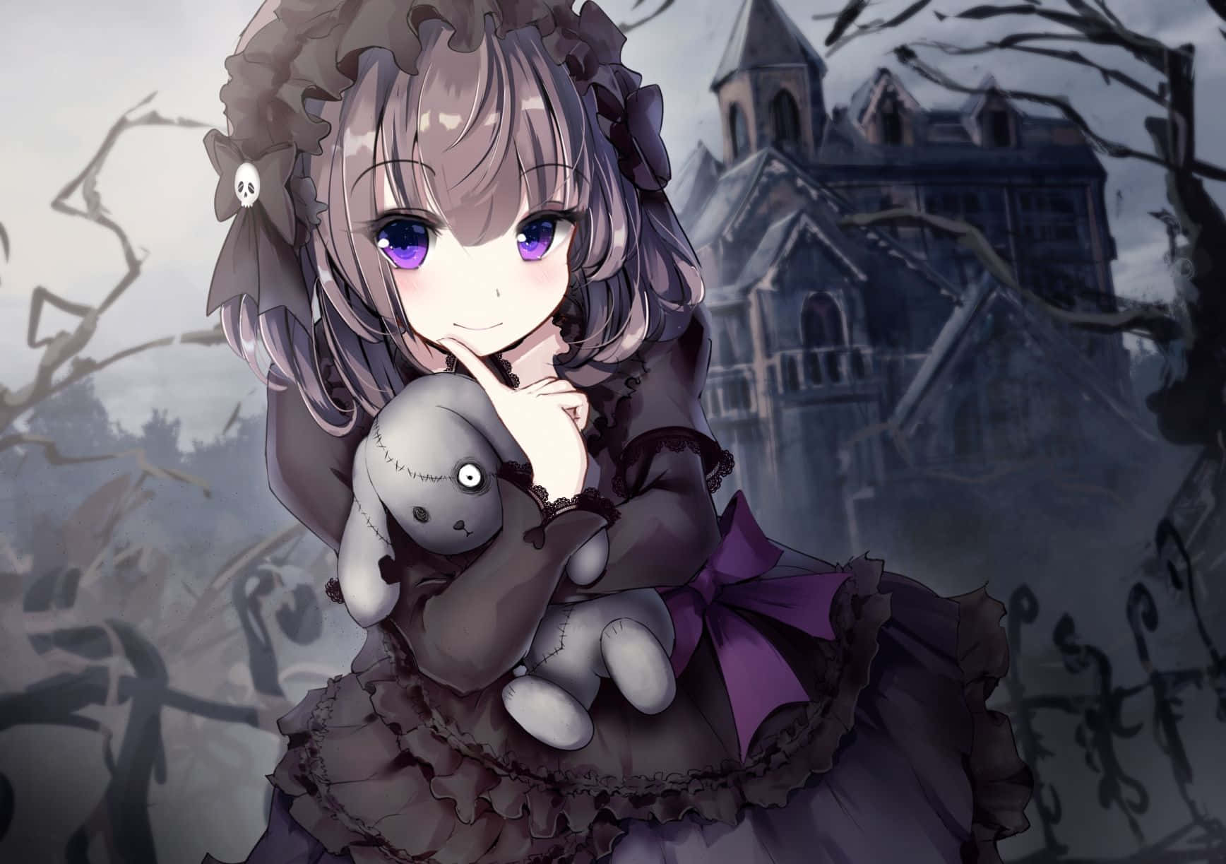 Gothic Loliwith Plushie Wallpaper