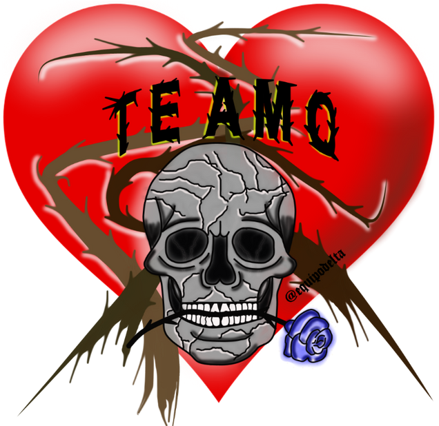 Gothic Love Heartand Skull PNG