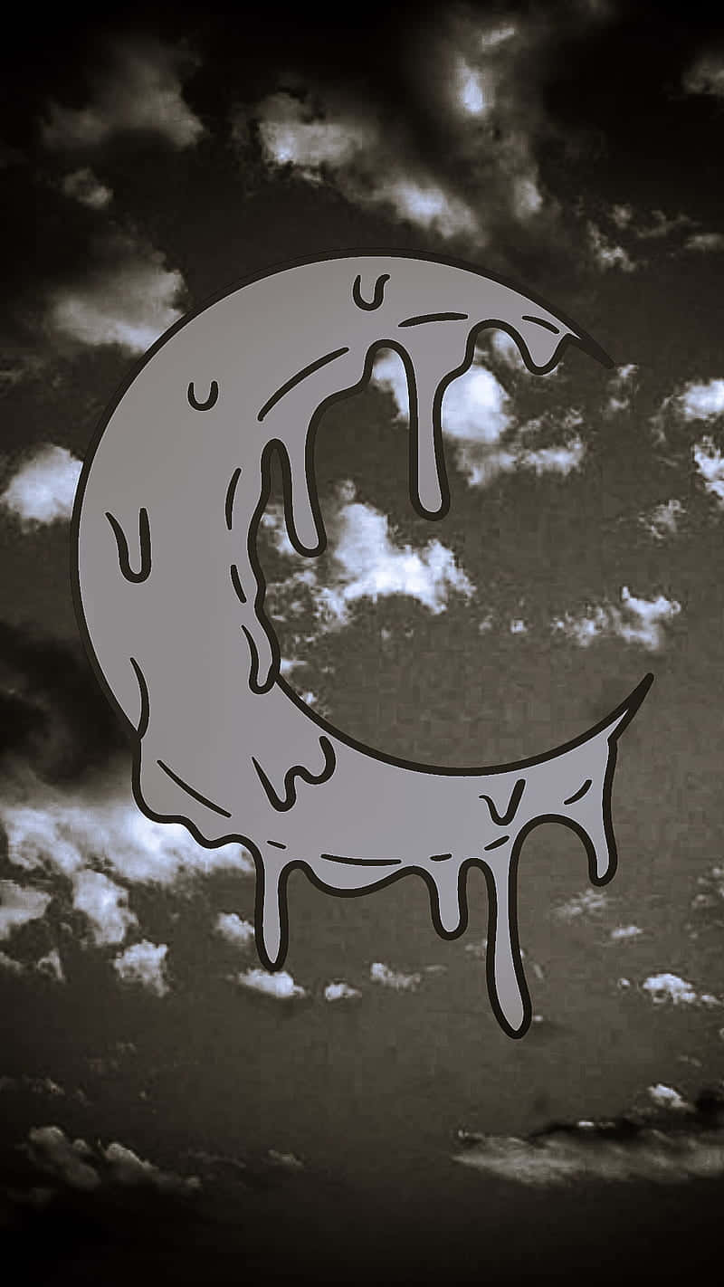 Gothic_ Melting_ Moon_ Against_ Cloudy_ Sky.jpg Wallpaper