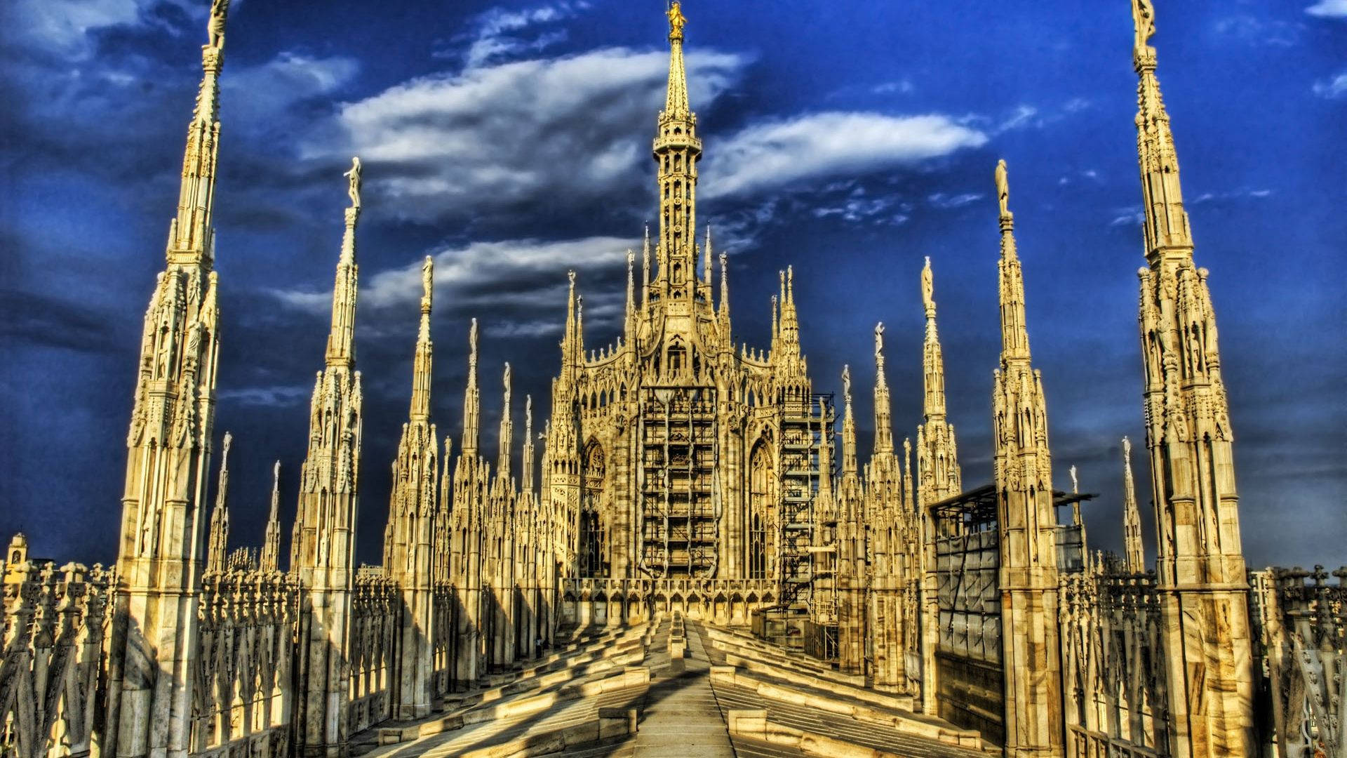 Gothic Milan Cathedral Roof Wallpaper
