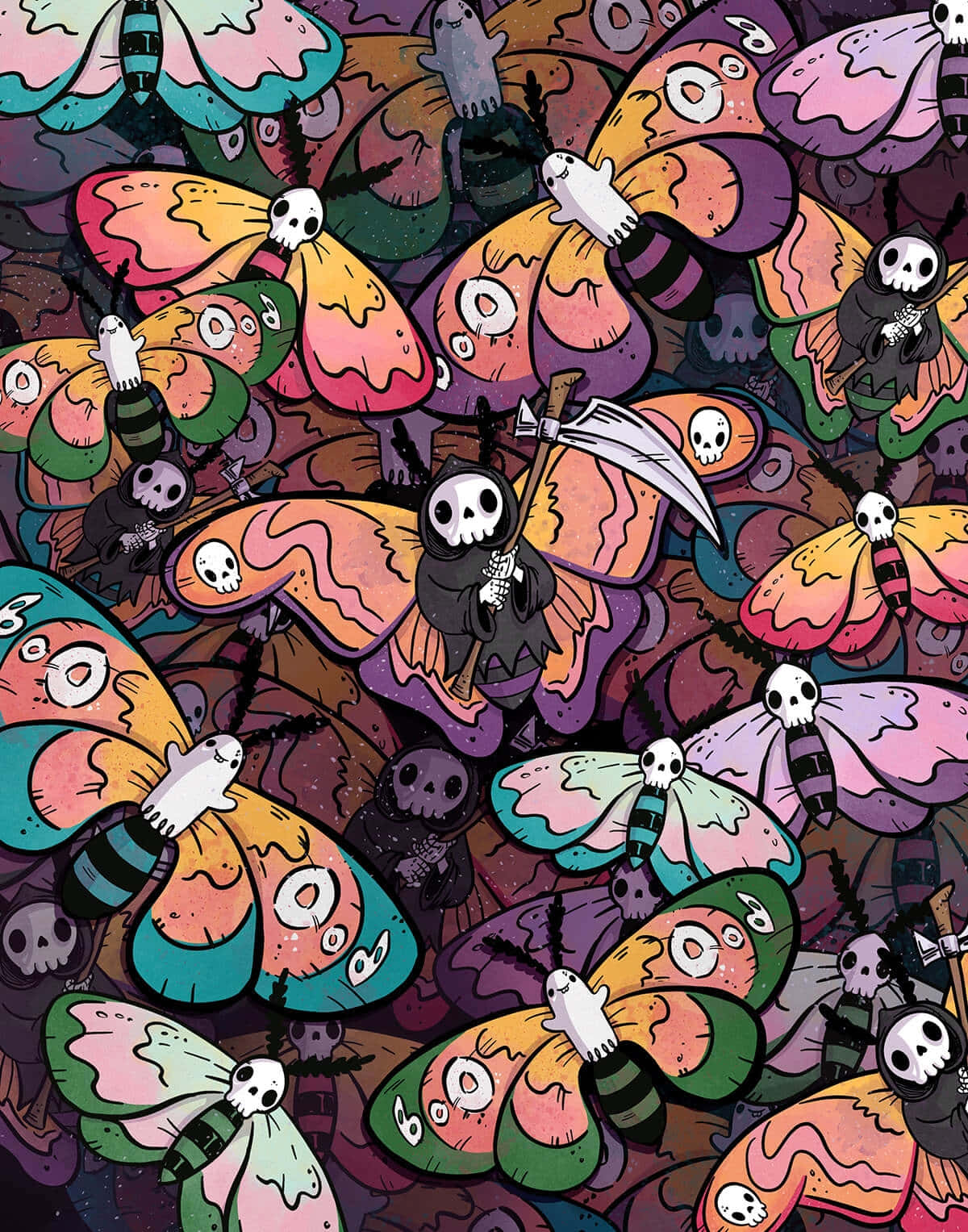 Gothic_ Moths_and_ Skulls_ Pattern Wallpaper