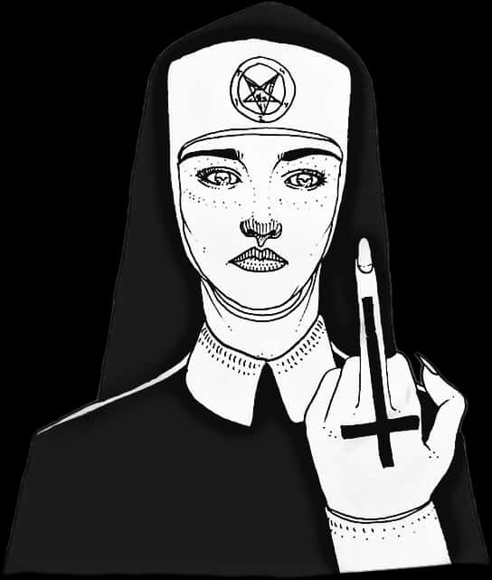 Gothic Nun Gesture Artwork PNG