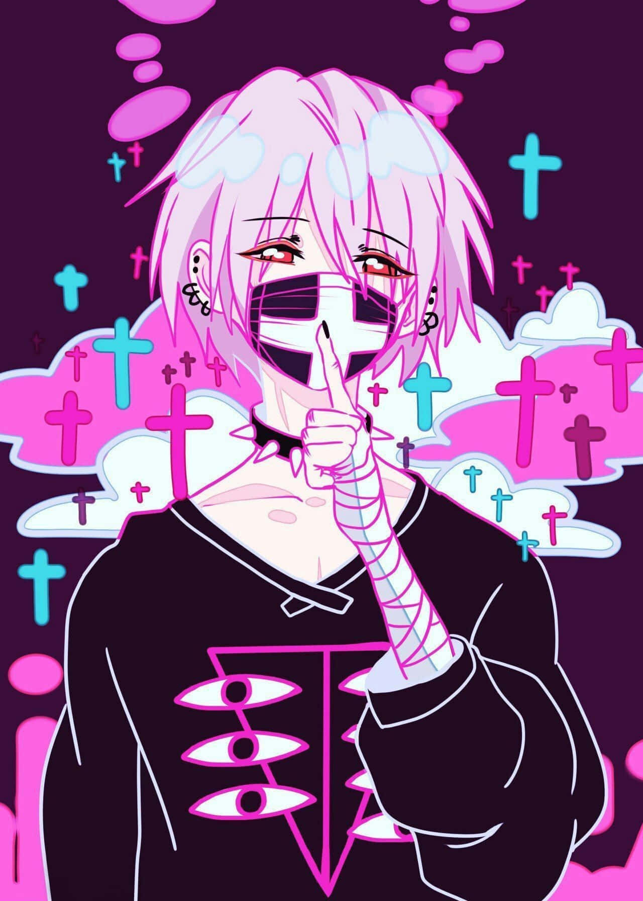 Gothicpastel Anime Boy - Gotisk Pastell Anime Pojke Wallpaper