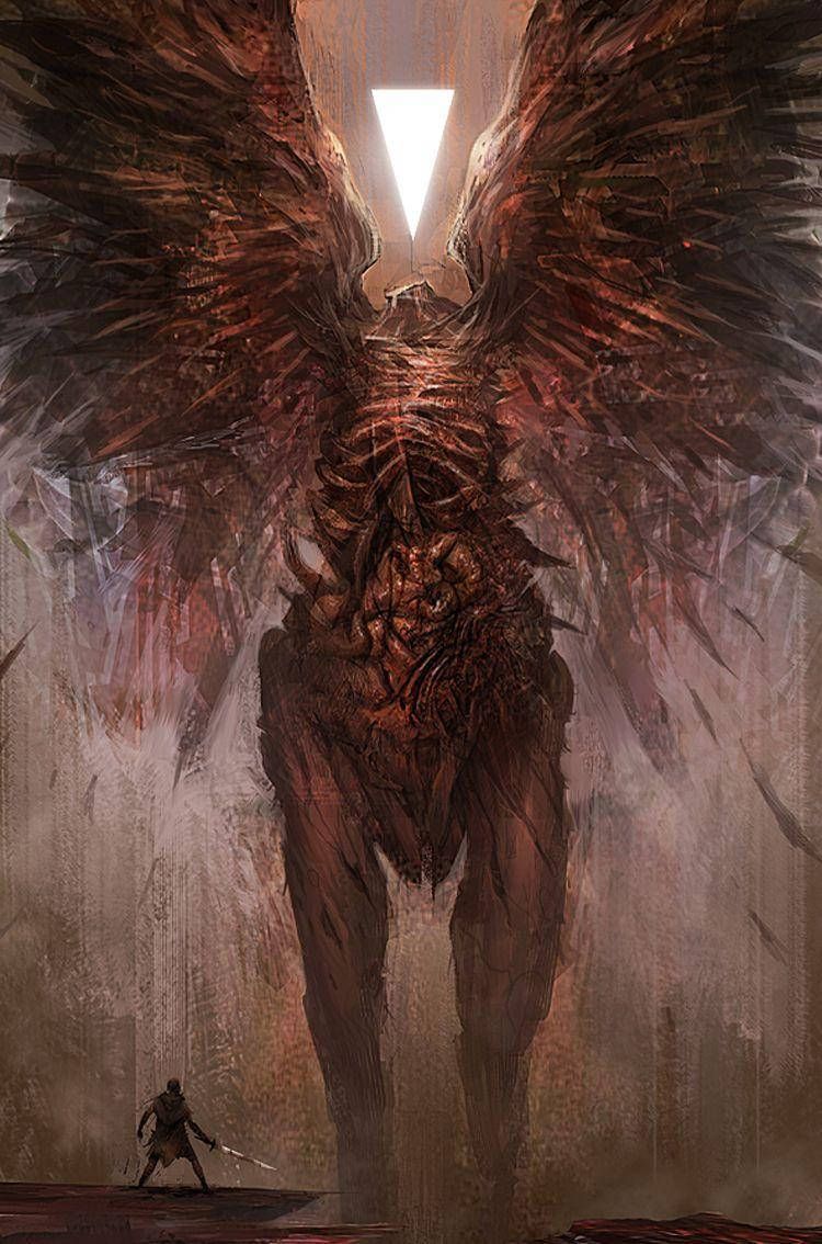 A Large Creature With Wings Standing In The Middle Of A Bloody Scene Wallpaper