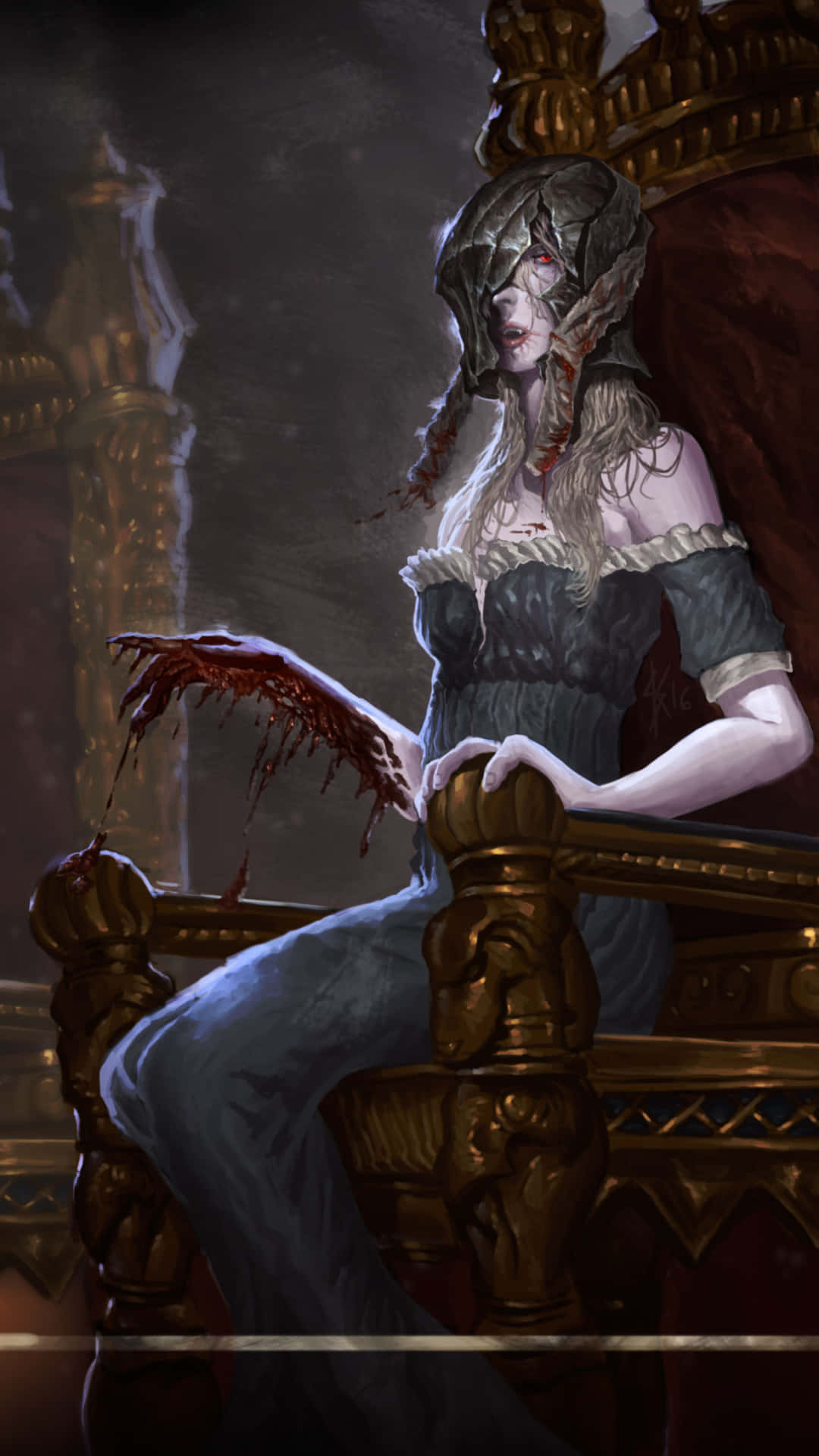 Gothic_ Queen_on_ Throne_ Artwork Wallpaper
