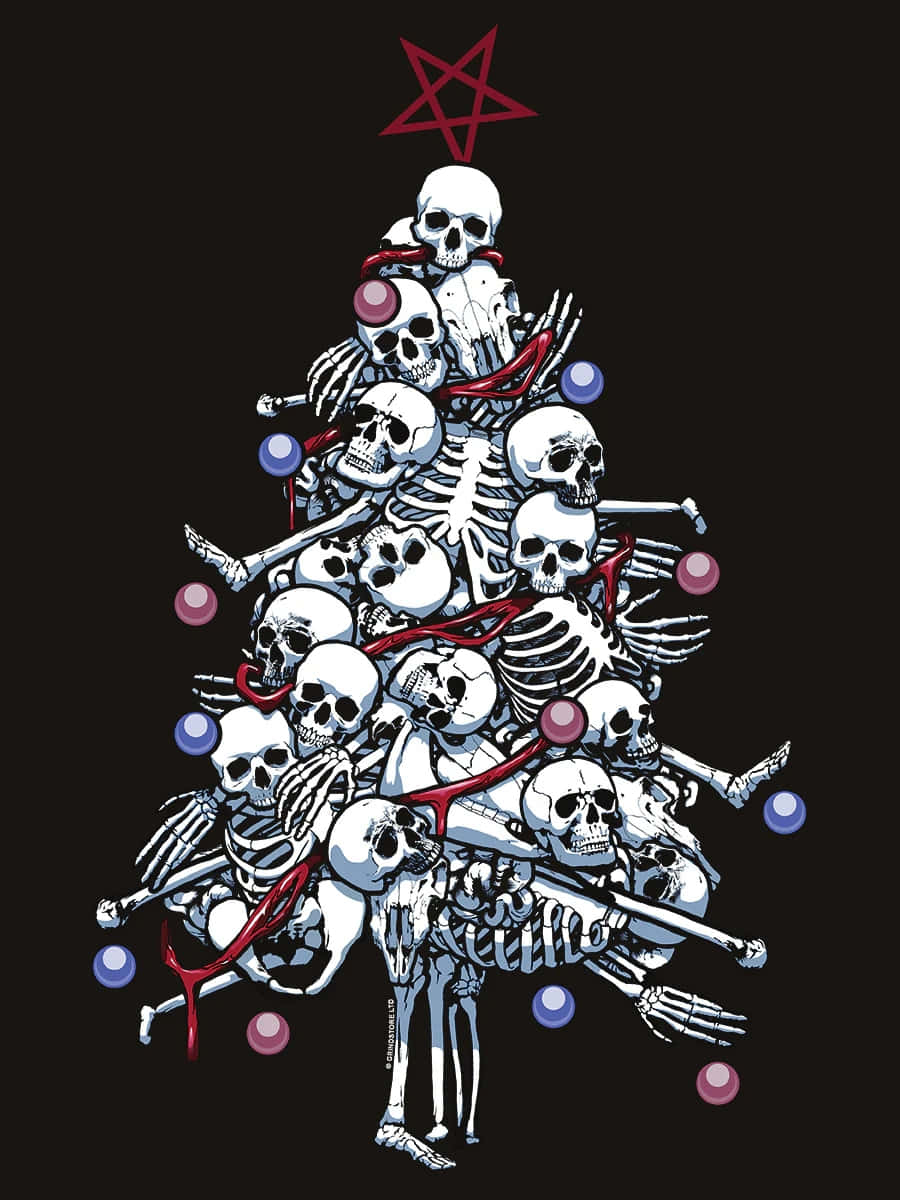 Gothic_ Skeleton_ Christmas_ Tree Wallpaper