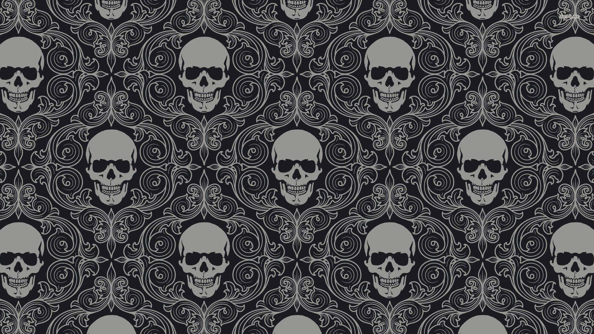 Gothic Skull Pattern Halloween Background Wallpaper
