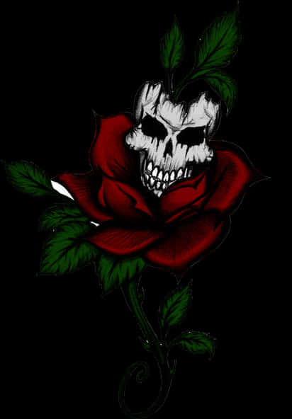 Gothic Skull Rose Art PNG