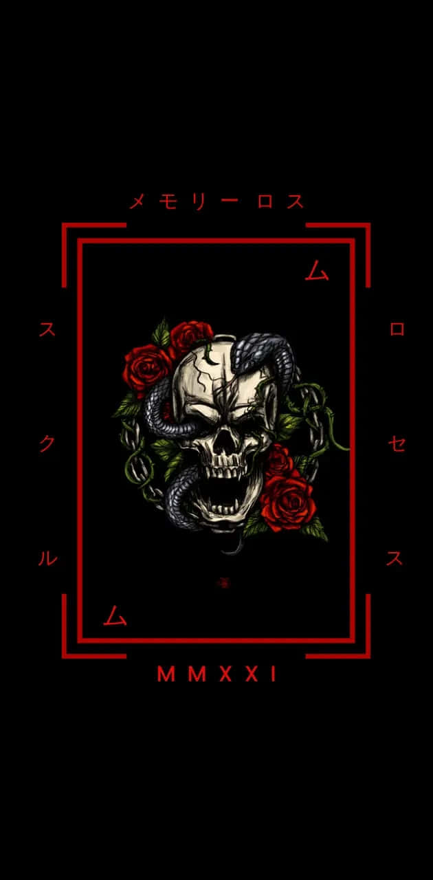 Gothic_ Skull_with_ Roses_ Artwork_2021 Wallpaper