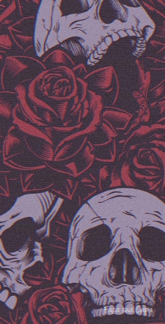 Gothic_ Skulls_and_ Roses_ Pattern Wallpaper